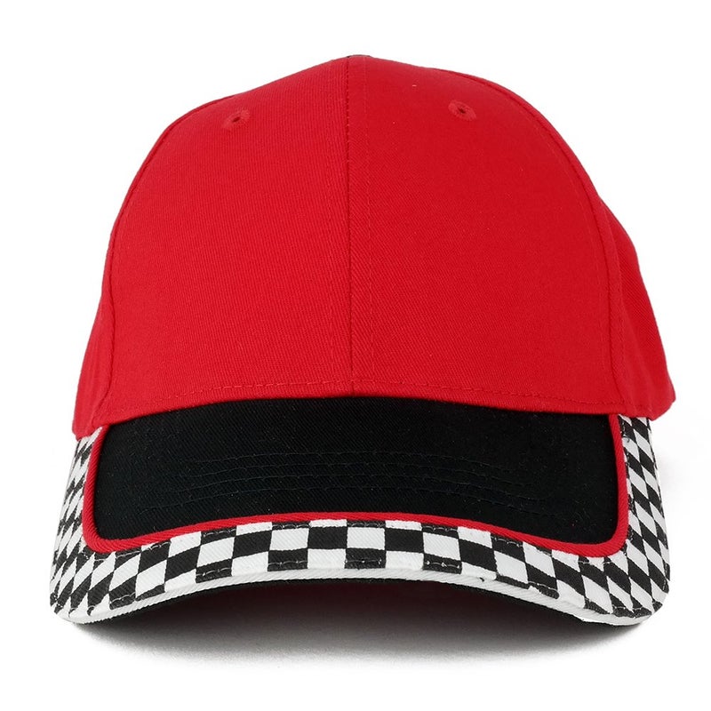 Armycrew Racing Flag Low Profile Structured Cotton Twill Baseball Cap (One Size, Red) - Image 2